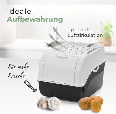 Produktbild von Novaliv 1x Mittel 5L Kartoffelbox weiß Kartoffelkorb Gemüsebox vegetable basket onion potato storage