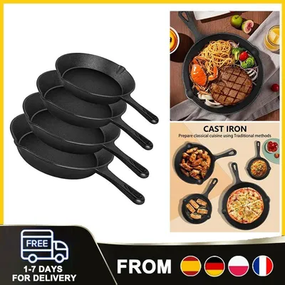 Obrázok produktu pre Sada štyroch liatinových hrncov na varenie, s priemerom 14/16/20/26 cm, nepovlakovaná liatina, kompatibilná so všetkými typmi sporákov