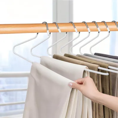 Imagen del producto de Juego de perchas para pantalones, de 5 unidades, de metal cromado, antideslizantes, para ropa