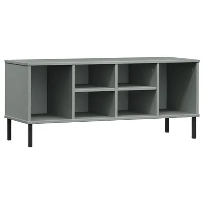 Zdjęcie produktu dla vidaXL Stojak na buty OSLO z metalowymi nogami szary 106x35x45 cm lite drewno