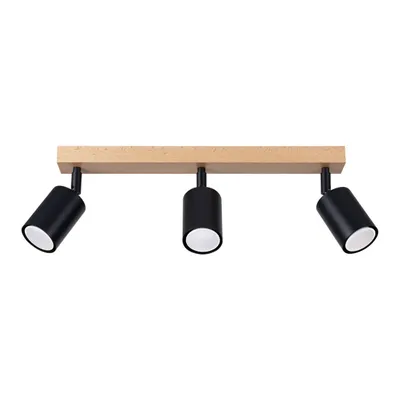 Produktbild von Deckenleuchte VERDO 3L schwarz 3xGU10 10W Stahl/Holz 17.5x45x61cm Sollux Lighting