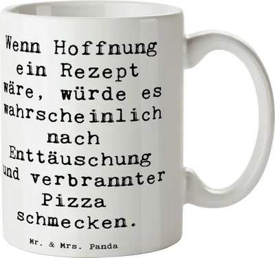 Produktbild von Mr. & Mrs. Panda Kaffeebecher Spruch Hoffnung in schwierigen Zeiten - Weiß - Geschenk, Zuversicht, Positivität, Gefühl, schwierige, Motivation, Becher, Kaffeetasse, Zitat