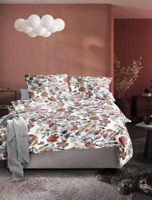 Produktbild von Irisette Mako-Satin Bettwäsche-Garnitur Wave 8623 Farbe rot Größe 135x200+80x80