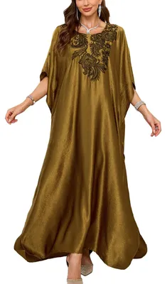 Produktbild von Solidchoice – Gebordeter Kaftan-Kleid im Boho-Stil, Strandkleid, Bikini-Überwurf, Maxikleid