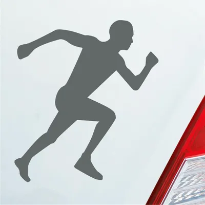 Produktbild von Auto Aufkleber Läufer Marathon Sprinten Jogger Run Laufen 10x9 cm Grau Sticker Heckscheibenaufkleber