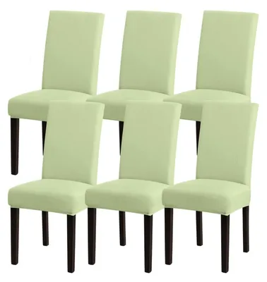 Immagine prodotto di Copri sedie, set da 6, colore verde, elasticizzati, per sedie da pranzo, lavabili, in Spandex