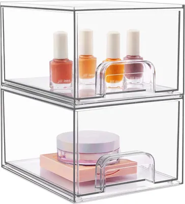 Produktbild von 2 Stück Schubladen Organizer, Transparent Badezimmer Organizer Schminktisch Organizer für Badezimmer, Schminktisch, Unter Waschbecken