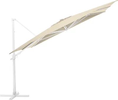 Produktbild von KETTLER  Easy Flex Ampelschirm 300x300 cm, UPF50+, inkl. Abdeckhaube+ Schirmständer, weiß matt/ natur, Aluminium/Polyester mit PolyurethanBeschichtung