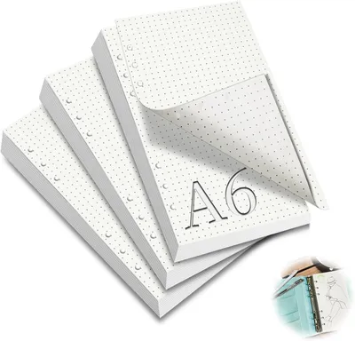 Image de Papier rechargeable A6, 180 feuilles, 17x9,5 cm, quadrillé, pour planificateurs