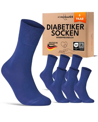 Produktbild von Diabetiker Socken Herren Damen ohne Gummi mit Komfortbund Baumwolle - 70108T navy 47-50 6 Paar