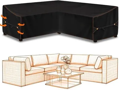 Produktbild von Famanu Möbelhülle L-Form - wasserdicht, winddicht, Abdeckhaube für Gartenmöbel - 255 x 255 x 87 cm