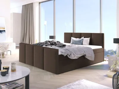 Produktbild von Bett, Boxspringbett STAR mit Fußteil, Bonell-Matratze, T25 Topper, mit 2 Bettkästen, Doppelbett, Stauraum, 180x200 cm (Braun - Fuego 158)
