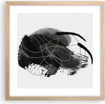 Produktbild von Gerahmtes Poster - Rahmen in heller Eiche - Abstraktion Schwarz Flecken - 40x40 cm - Wand Bild - Wanddeko - Wandbilder - Kunstposter - Wandposter - Bilderrahmen - Bilder - Kunstdruck - P2NAC40x40-4368