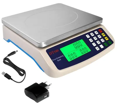 Produktbild von Kommerzielle Waage Preisberechnung Marktwaage Obstwaage - 40 kg - 1 g - Edelstahl - Tara- und Stückzählfunktion