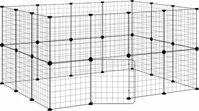 Obrázok produktu pre vidaXL 28-dielna klietka pre domáce zvieratá s dvierkami čierna 35x35 cm oceľ