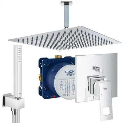 Produktbild von Grohe und Jowi Unterputz Duschsystem, mit Eurocube und Euphoria Cube, 300x300mm Kopfbrause, Deckenanschluss