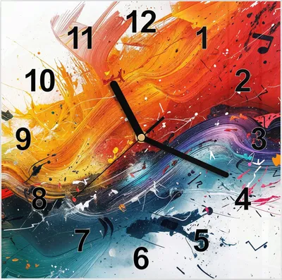 Produktbild von Wanduhr aus Glas mit Motiv Farbenexplosion- 30 x 30 cm - inkl. Aufhängesystem
