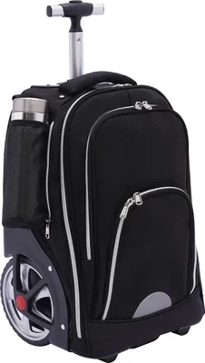 Produktbild von Reiserucksack mit Rollen - Trolley Handgepäck Rucksack 45L - Echtleder - Für Business und Schule - Schwarz