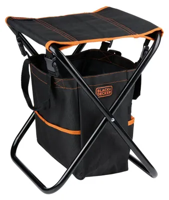 Produktbild von BLACK+DECKER Kniebank für Gartenarbeit mit Werkzeugtasche - Kniehocker Gartenarbeit Klappbar mit Aufbewahrungstasche - Kniehilfe für Gartenarbeit mit Sitzfunktion - 30 x 36 x 38.5 cm