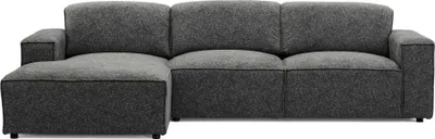 Zdjęcie produktu dla Sofa narożna do salonu "La Mia" - Luxury - Blur Grey fabric, L-shaped, Nowoczesny zestaw wypoczynkowy, Sofa narożna do salonu, Ottoman left.