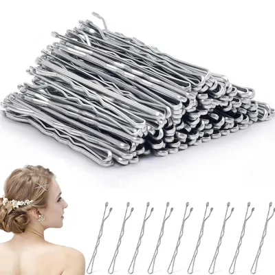Produktbild von 96x Haarnadeln Silber - 5 cm - Wellen-Haarnadeln - Schiebehaarnadeln - Haaraccessoires für Damen und Mädchen - Für Frisuren und Hochsteckfrisuren