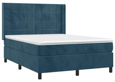 Produktbild von vidaXL Boxspringbett mit Matratze Dunkelblau 140x190 cm Samt