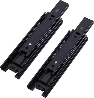 Image de Rail de tiroir, extension totale, 150 mm Rails de tiroir, roulements à billes, 150 mm, pliables en 3 parties, extension totale, montage latéral, capacité de charge 45 kg, rail de tiroir, noir, 1 paire (2 pièces).