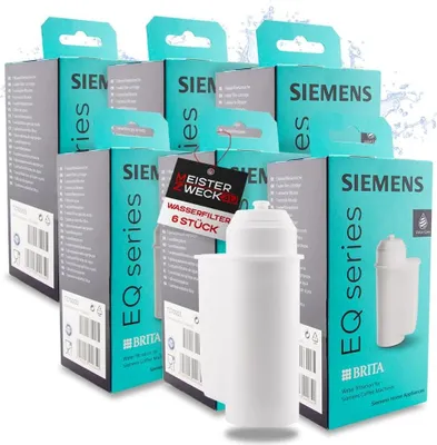 Produktbild von MEISTERZWECK4U Siemens 6x Wasserfilter TZ70003 für Kaffeevollautomat - Kaffeefilter EQ-Serie Supresso Einbauvollautomaten - Brita Intenza Filterpatrone für Kalkschutz, Geruchs & Geschmacksverbesserung