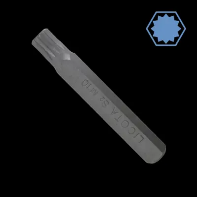 Produktbild von Spline Bit M8, Vielzahn Bit, 10mm Hex, 75mm, S2 Stahl