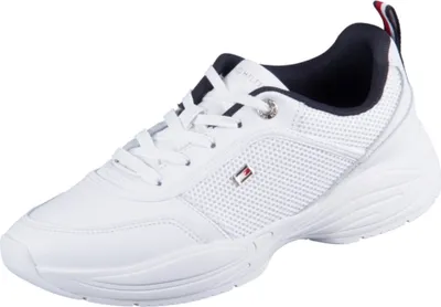 A single white sneaker is shown against a white background.