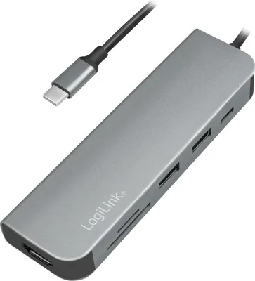 Produktbild von Logilink USB-C HUB, HDMI, PD, Kartenleser, USB 3. 2 GEN 1x1