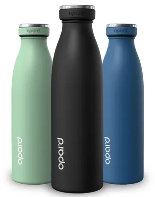Produktbild von Thermosflasche 500ml Edelstahl, 36h Kalt & 12h Heiß, Kohlensäure Geeignet, Auslaufsicher, Schwarz