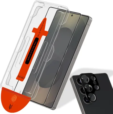 Obrázek produktu pro 1-balení Samsung S25 Ultra Ochranné sklo na displej & 1-balení ochrana objektivu - Tvrzené sklo | [Automatická instalace] - Bez bublin