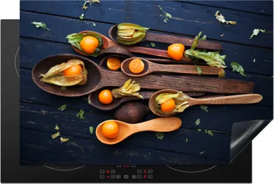 Produktbild von KitchenYeah© Herdabdeckplatte Schöpfkellen - Beeren - Gewürze , 81x52cm, Küche Deko, Glaskeramikkochfeld Herdabdeckung, Abdeckplatte fùr Kochfeld