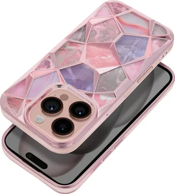 Produktbild von Avizar, Stoßfeste Schutzhülle für iPhone 16 Pro, MarbleCraft, Champagnerrosa