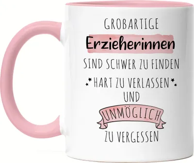 Produktbild von Großartige Erzieherinnen Sind Schwer Zu Finden Tasse Rosa Dankeschön Geschenk Hart Zu Vergessen