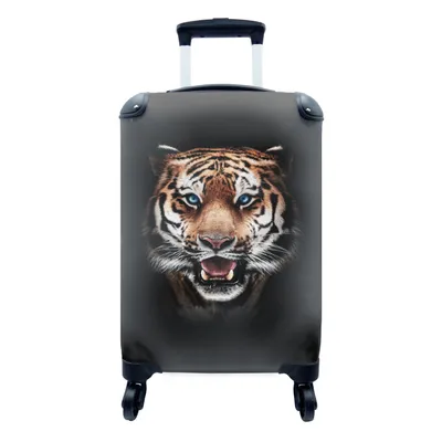 Produktbild von MuchoWow® Koffer Handgepäck Trolley Rollkoffer Kleine Reisekoffer mit 4 Rollen - Porträt - Tiger - Schwarz - Cabin Size < 55x40x23 cm & 55x40x20 cm - Fotokoffer - Kabinenkoffer - Boardgepäck - Reise-Box - Reisekoffer - Reisegepäck - Koffer mit Bild - Trolley für Kinder