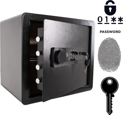 Produktbild von Gepanzerter Biometrischer Haustresor mit Fingerabdruck 36x40x30 cm Schwarz