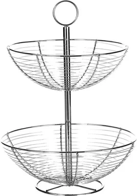 Image de Corbeille à fruits moderne à deux niveaux, 29 x 29 x 41 cm