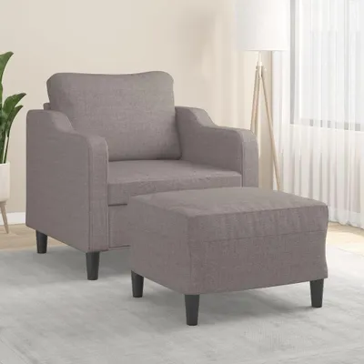 Produktbild von Sessel mit Hocker in Taupe, 60 cm, Stoff, 21.35kg