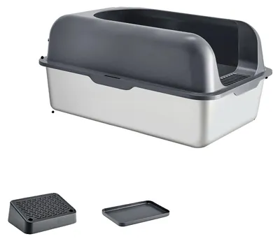 Immagine prodotto di Lettiera per gatti, design con base profonda, facile da pulire, color grigio scuro