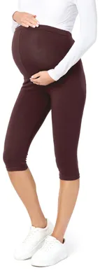 Image de Legging de grossesse 3/4 en coton Be Mammy BE20-229 (marron, 4XL)