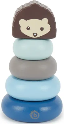 Produktbild von Bieco Stapelturm Holz Igel | 13,5 cm, Blau | Baby Stapelturm ab 1 Jahr | 5 TLG. Steckpyramide | Modernes Stapelspiel ab 1 Jahr | Farbring Pyramide | Ringturm Baby | stapelringe baby | holz pyramide