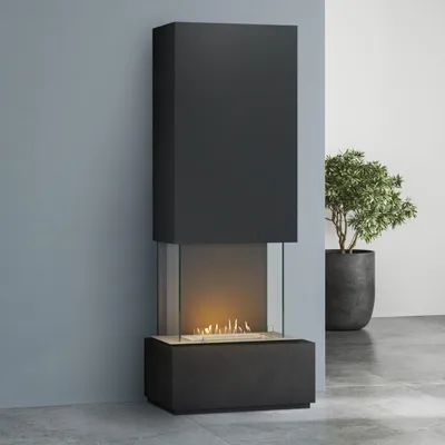 Produktbild von muenkel design Prato [moderner Design Ethanolkamin]: Nero (Schiefer schwarz) - safety burner 450 - schwarz-grau