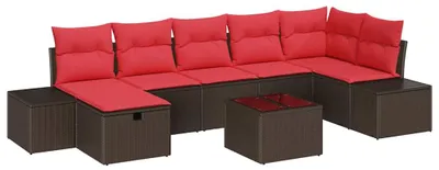 Image de Ensemble de salon vidaXL, 5 pièces, en polyrotin