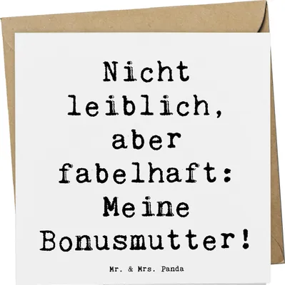 Produktbild von Mr. & Mrs. Panda Glückwunschkarte Spruch Bonusmutter - Weiß - Geschenk, Wertschätzung, doppelkarte, Elternteil, Handarbeiten, anlasskarte, Klappkarte, Grußkarte, Familie