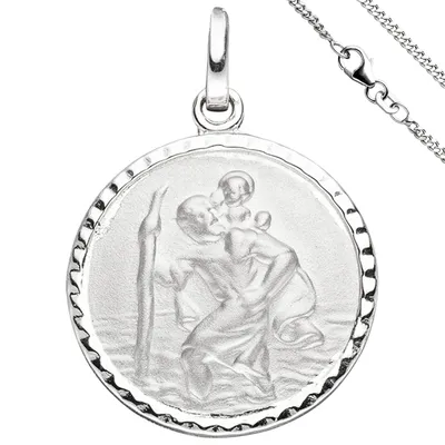 Produktbild von JOBO Anhänger Schutzpatron Christopherus 925 Sterling Silber mit Kette 42 cm
