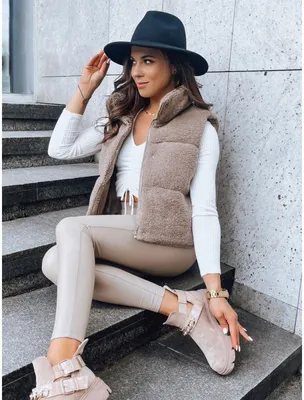 Obrázek produktu pro Dámská vesta z ovčí kůže a'la BEEWARM camel XXL