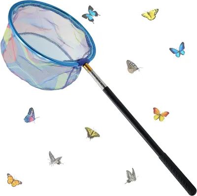 Immagine prodotto di Retino telescopico - Rete per pesci per bambini - Per catturare insetti - Lunghezza regolabile - 41-150 cm - Colorato