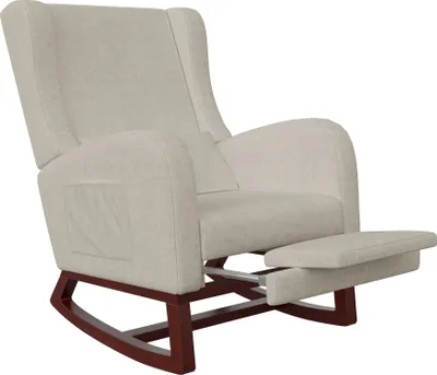 Immagine prodotto di Sedia a dondolo ProximaX, poltrona moderna con schienale alto, morbida poltrona relax e poltrona per allattamento per soggiorno, camera da letto, stanza dei bambini e sala lettura, sedia a dondolo per interni (beige)